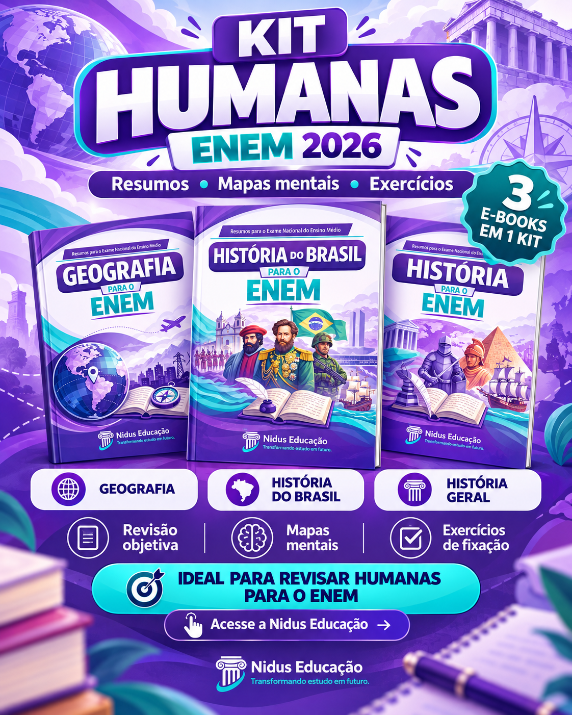 Kit Resumos e Mapas Mentais de Ciências Humanas — ENEM 2026